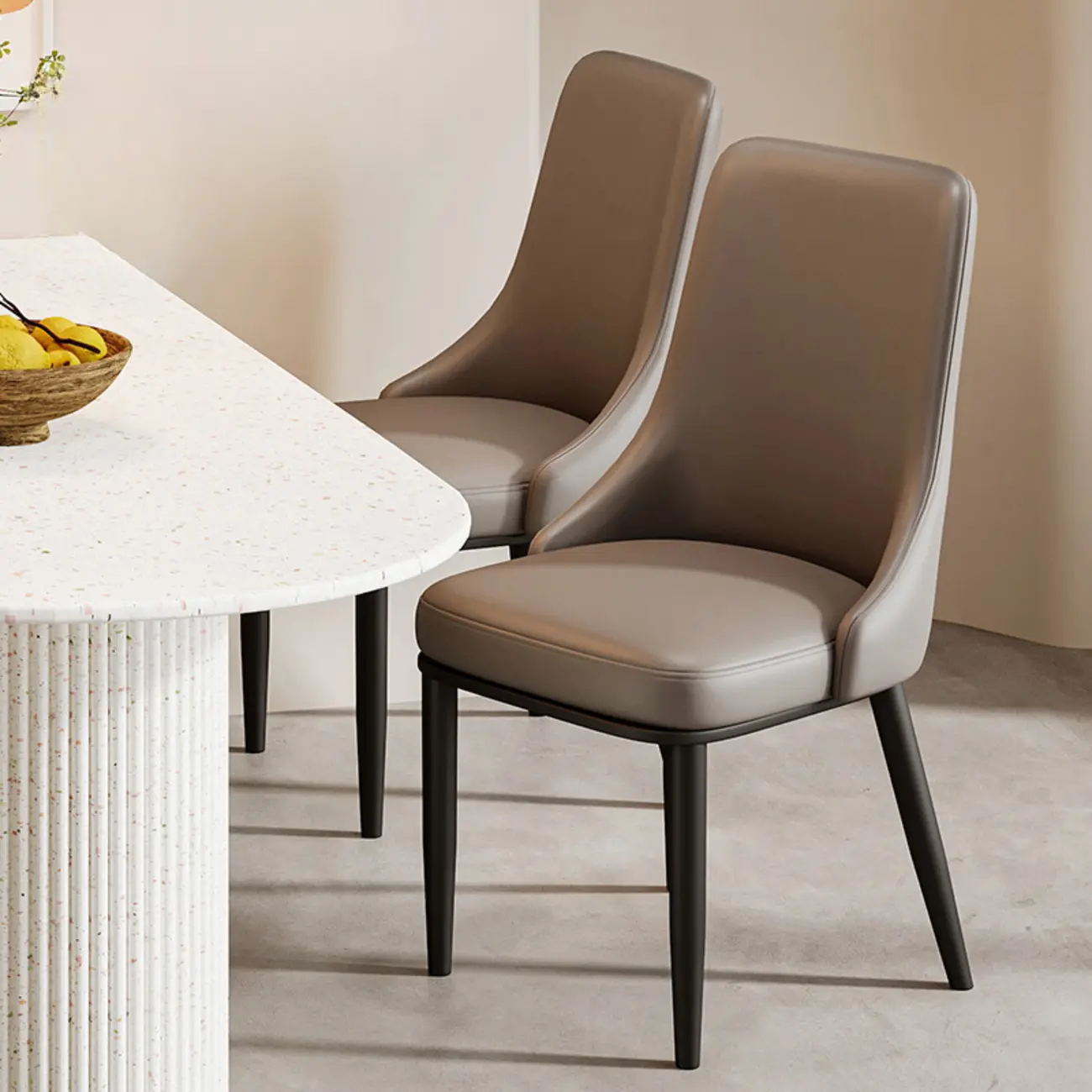 Modern Upholstered Metal Leather Dining Chairs