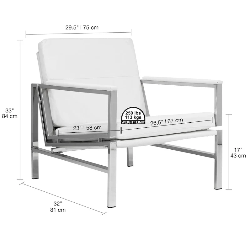 Strick & Bolton Regina Metal and Bonded Leather Mid Century Accent Chair