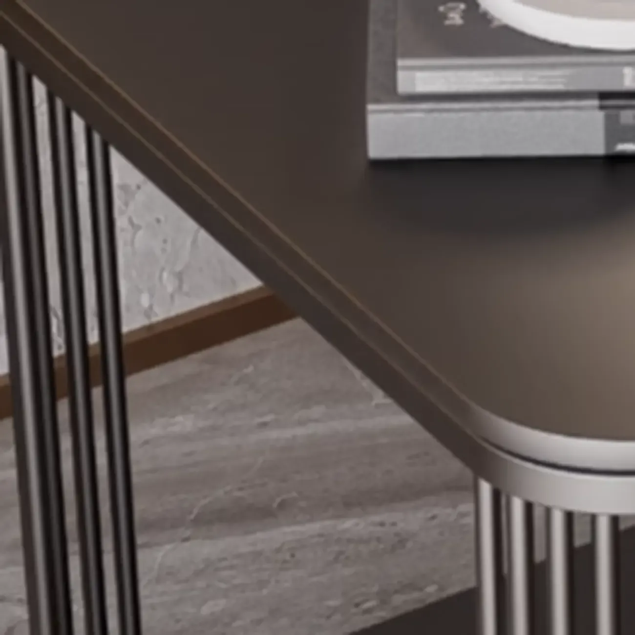 Sleek Square Stone Top Metal Frame Side Table in White/Black