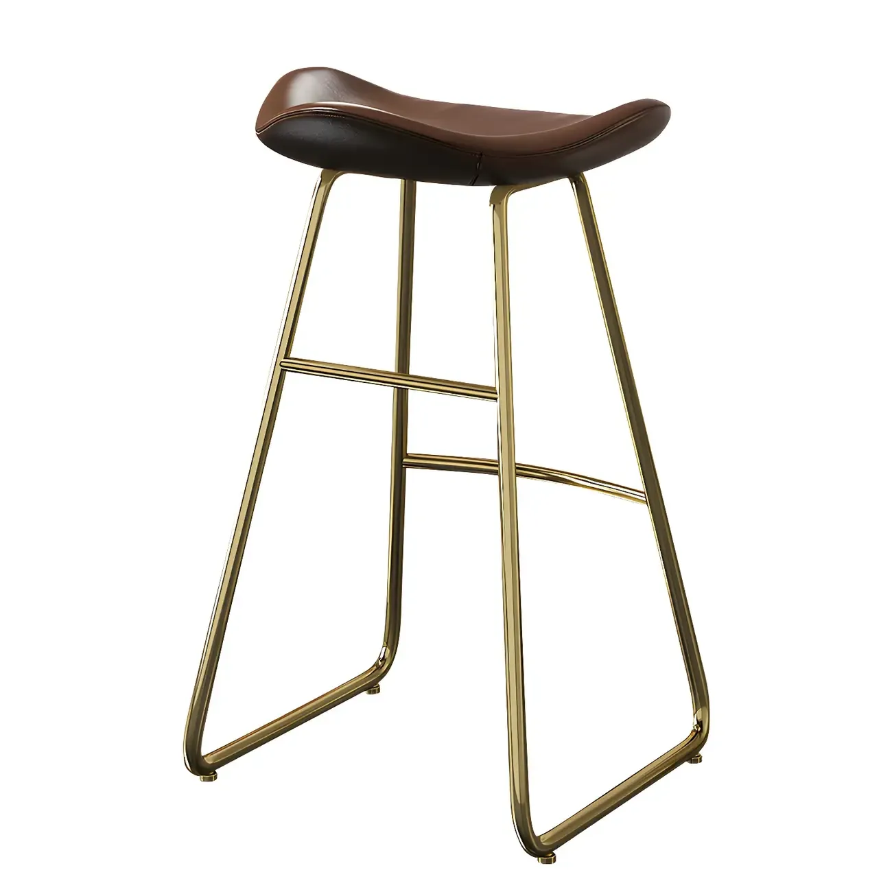Classic Brown Saddle Leather Counter Height Bar Stools