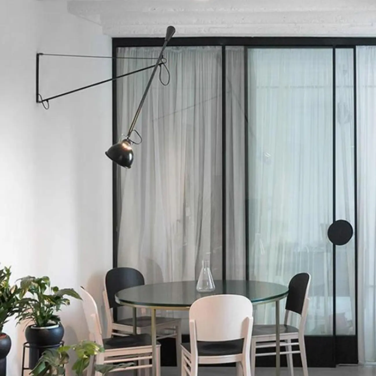 Modern Black Metal Long Arm Swing Wall Light