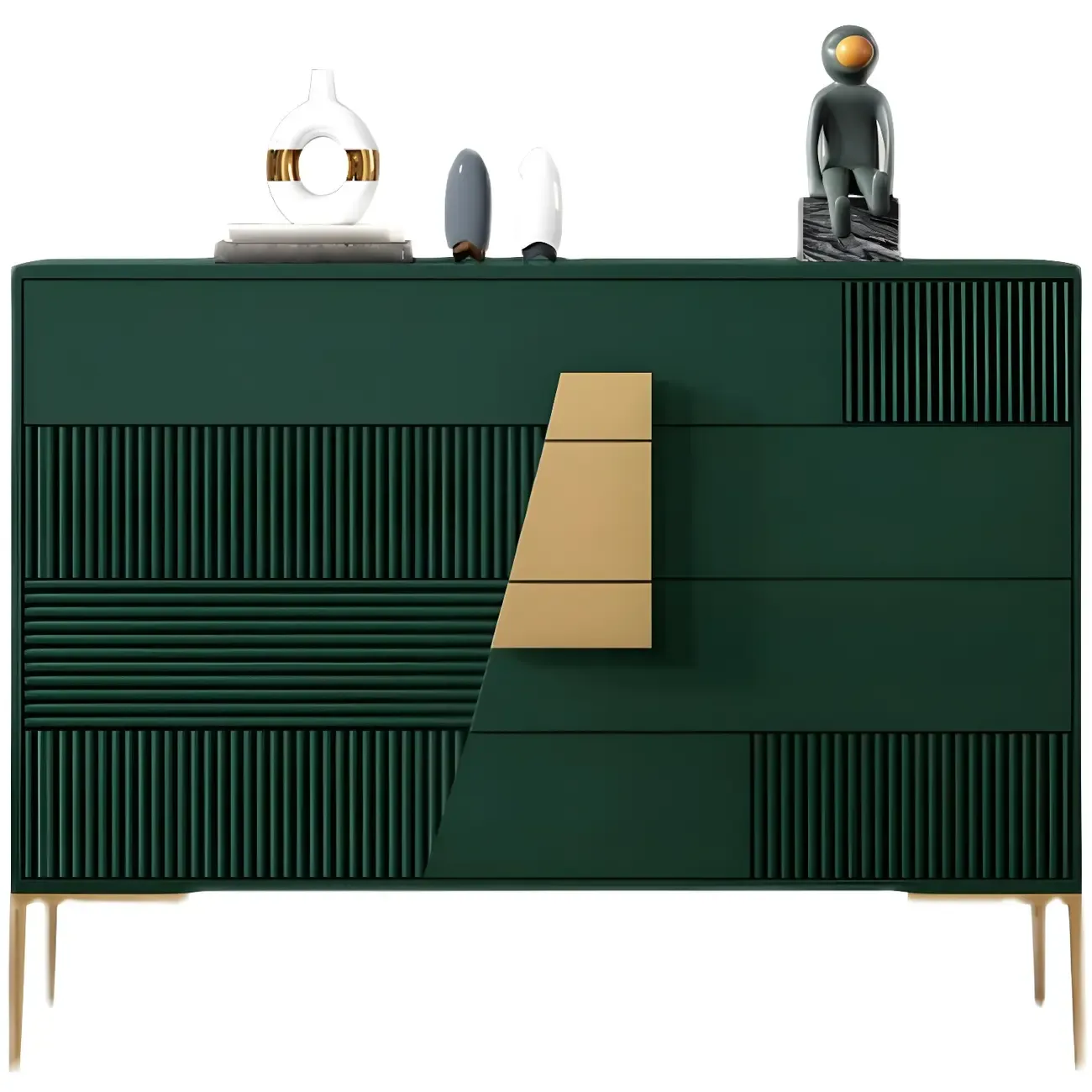 Elegant Wooden Sideboard with Drawers in Green/Grey