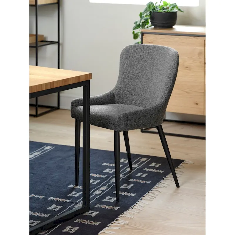 Rye Studio Boucle Dining Chairs with Black Steel Legs, Set of 2