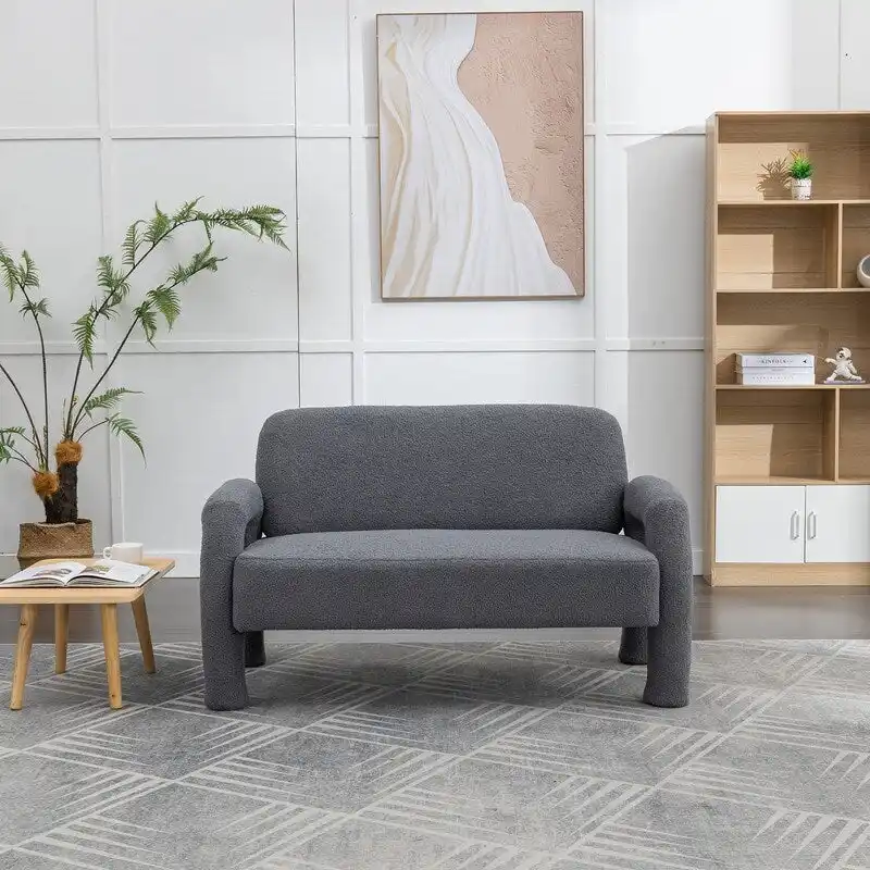 SEYNAR Mid-Century Modern Boucle 51 Solid Wood Curved Sofa