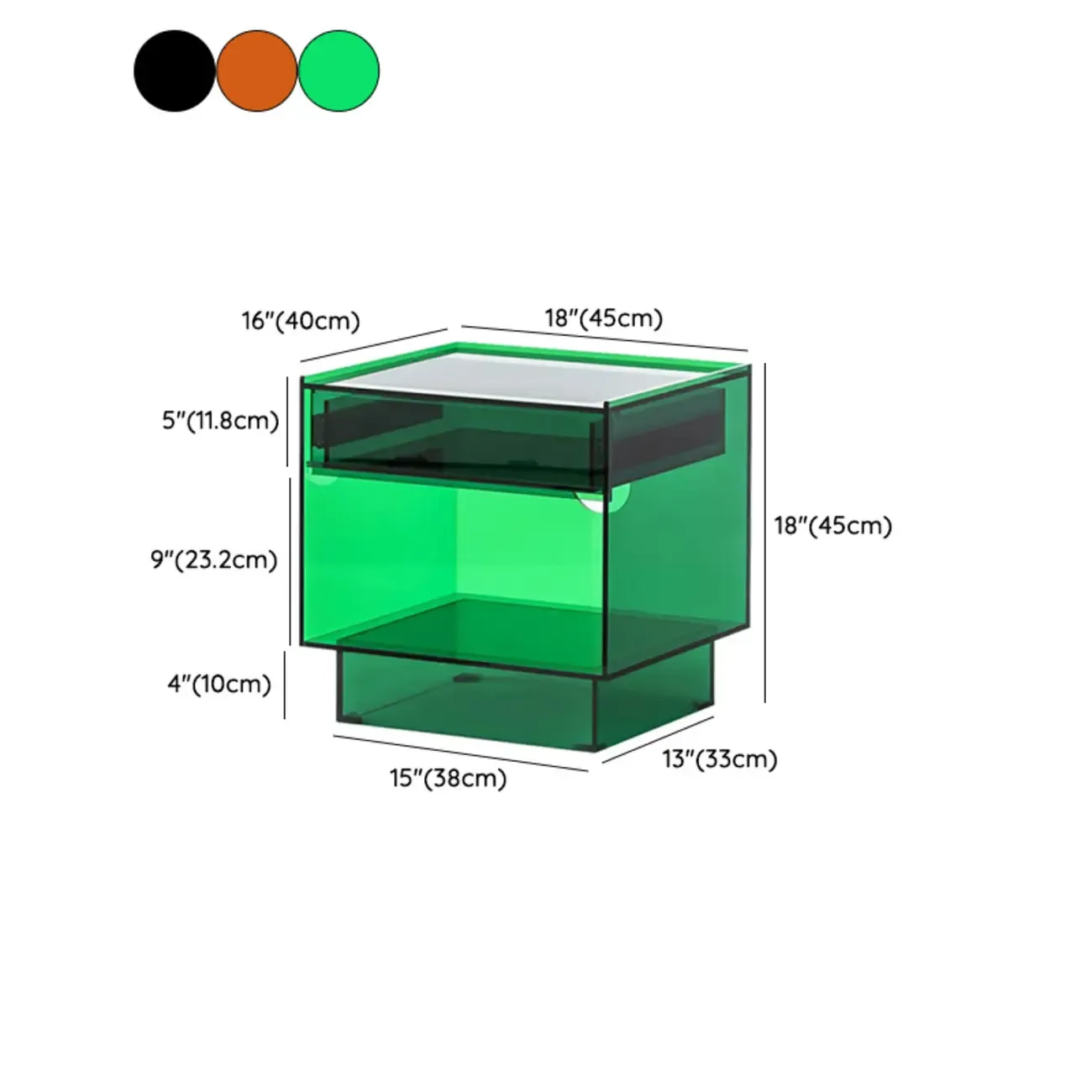 Modern Small Acrylic Nightstand with Drawer