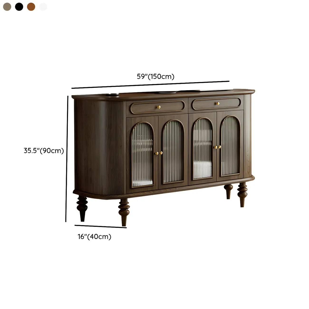 French Country Wooden Buffet Table with Cabinets