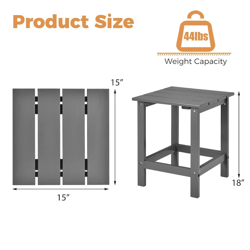 Costway Patio 15 End Side Coffee Table Square Wooden Slat Garden Deck - See details