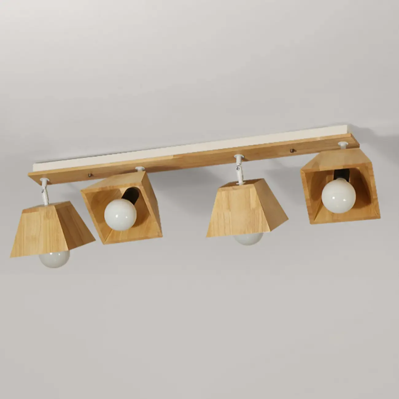 4-Light Wood Fixed Track Lighting Modern LED Adjustable Head