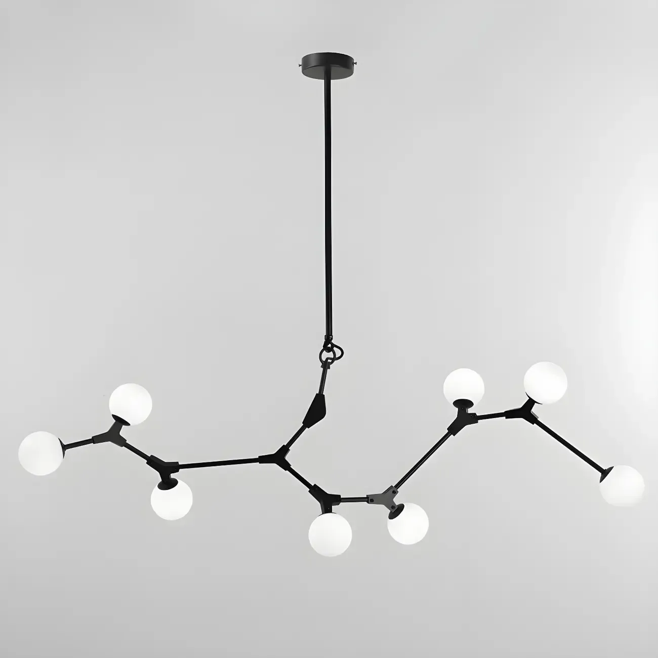 Modern Black Branch Globe 8-Light Island Chandelier