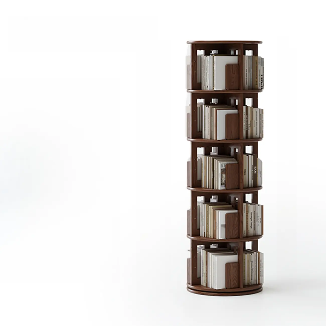 Swivel Rubberwood Vertical Open Back Bookcase with Drawer