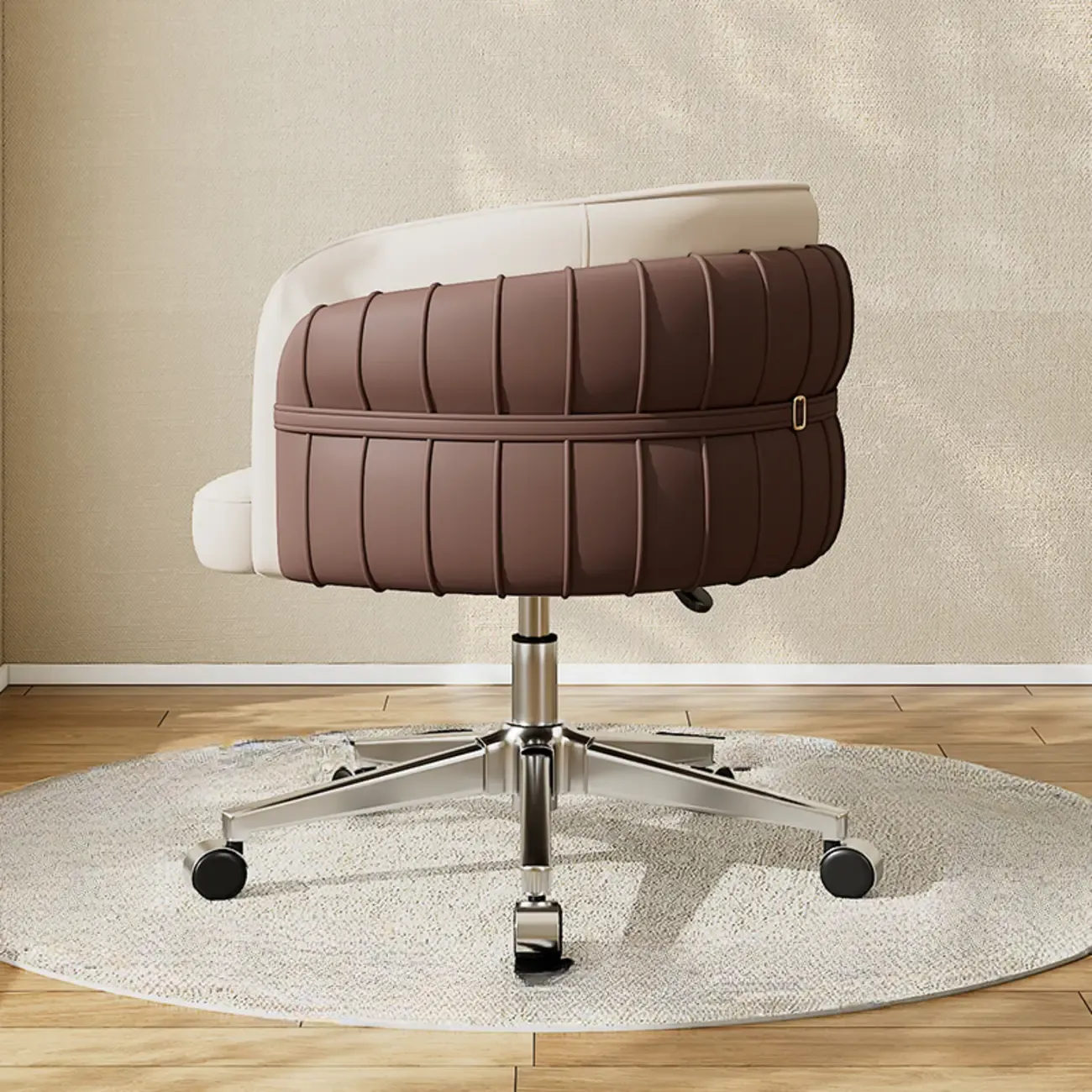 Modern Leather Low Back Ergonomic Office Chair with Wheels