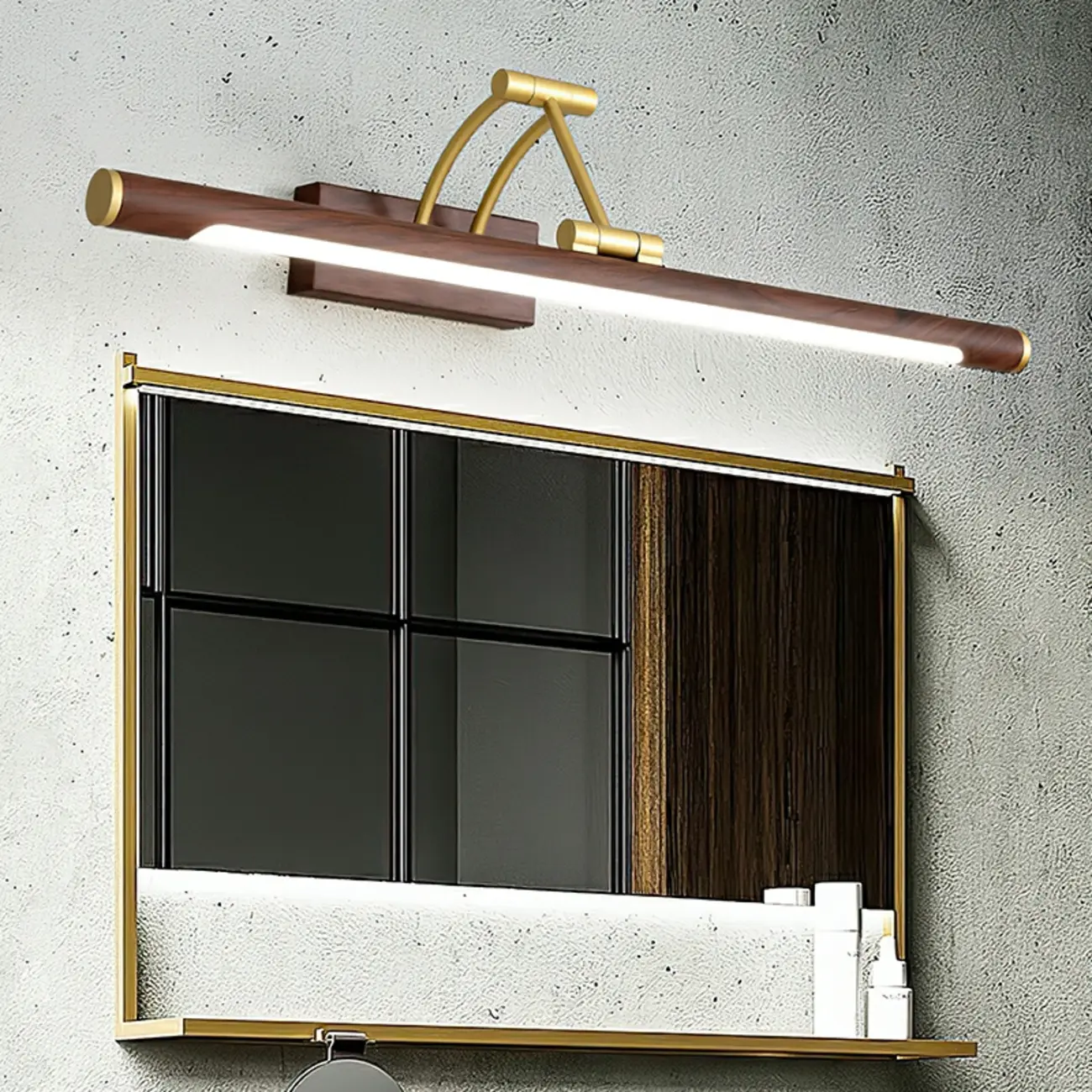 Modern Wood LED Tubular Vanity Light with Swing Arm
