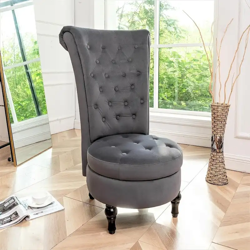 Gosser 20 Wide Velvet High Back Vanity Chair