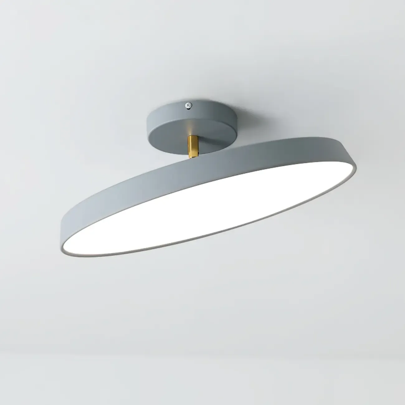 Modern Grey Round Dimmable Semi Flush LED Ceiling Light