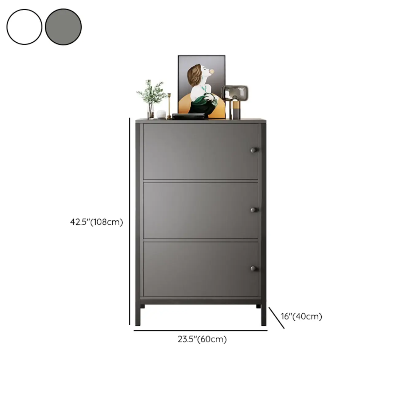 Freestanding Simple Black/White Rectangular Accent Cabinet