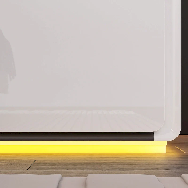 LED Nightstand Modern High Gloss Bedside Table Side Table End Table