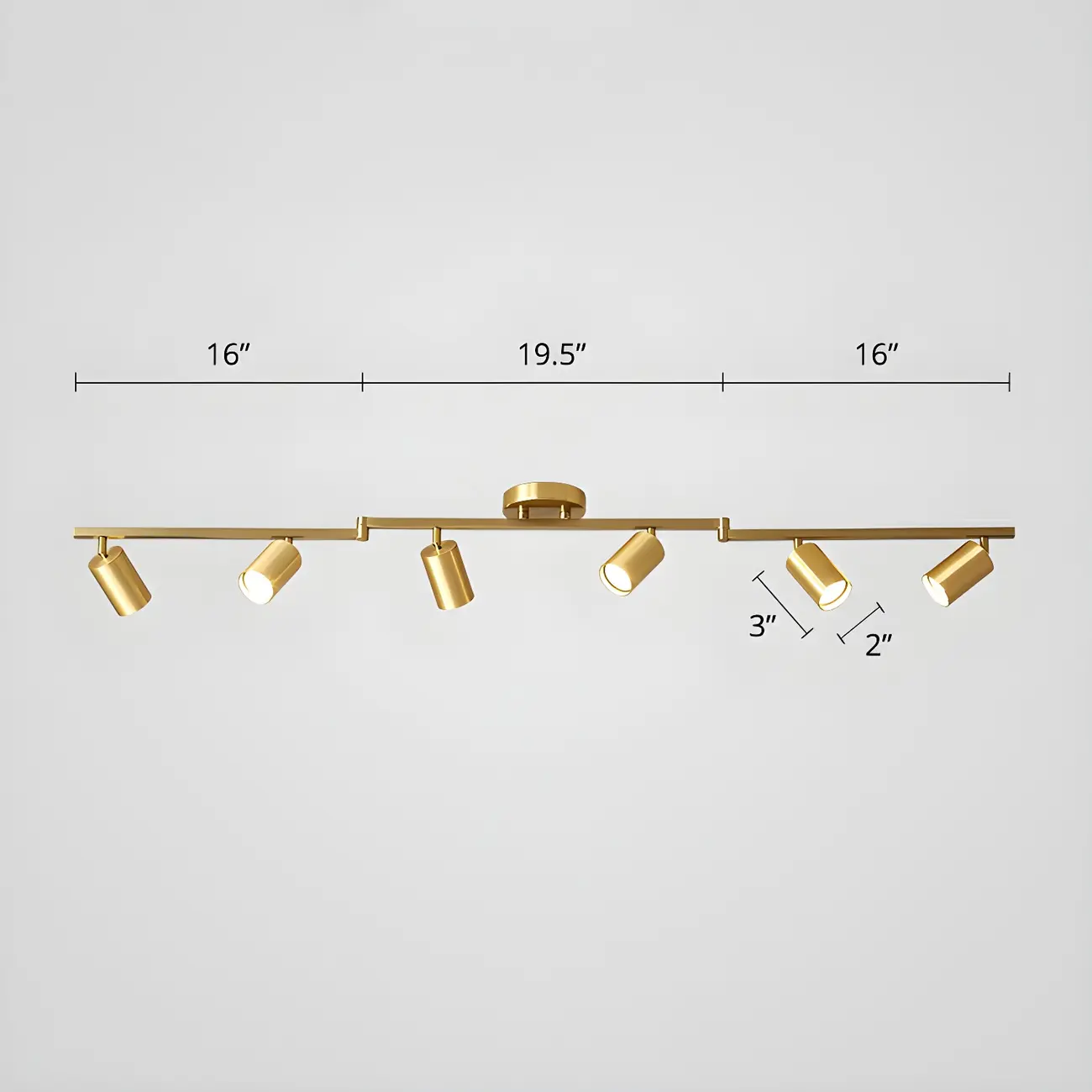 6-Light Modern Golden Swing Arm Semi Flush LED Track Light