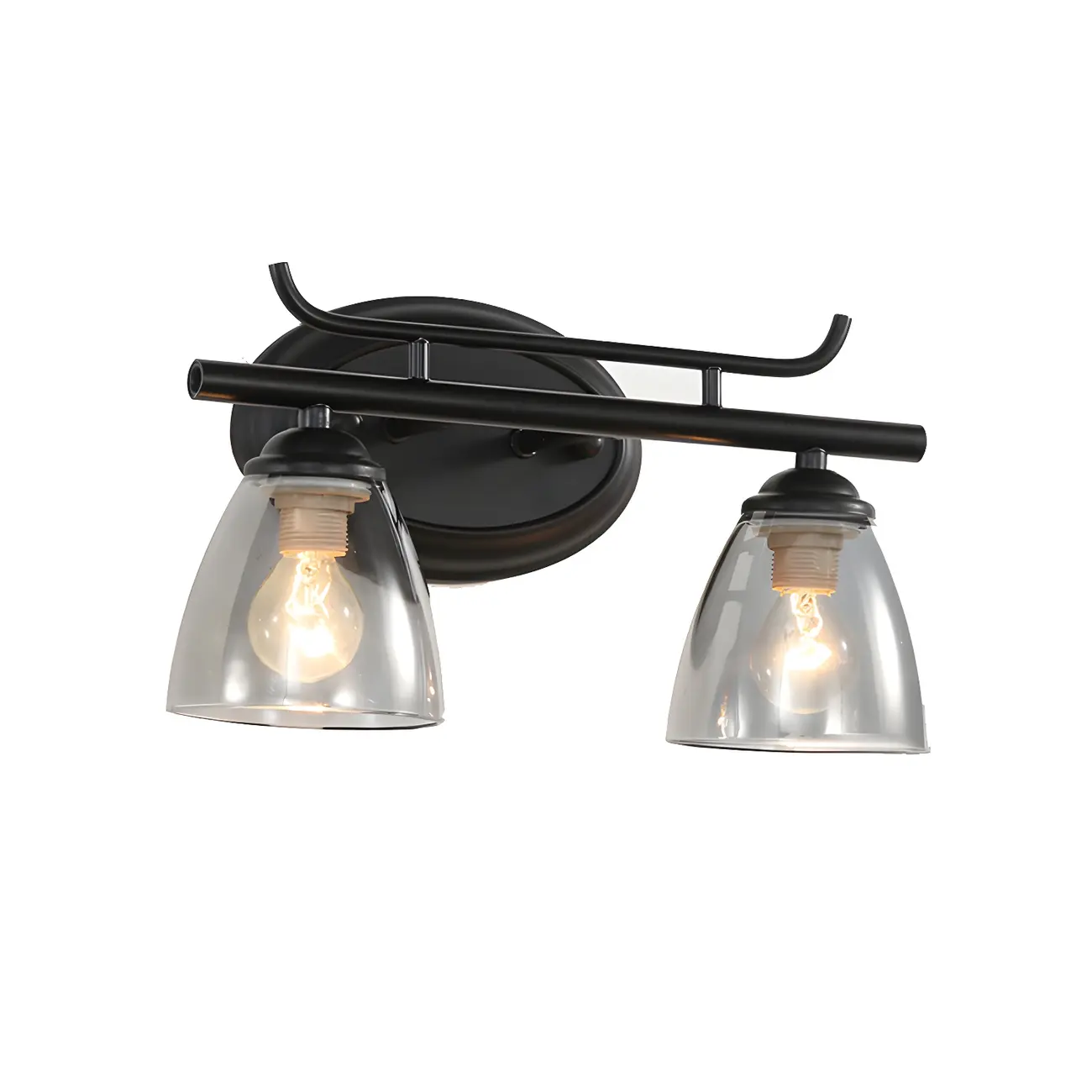 Modern Black Metal Flower Glass Bathroom Vanity Light