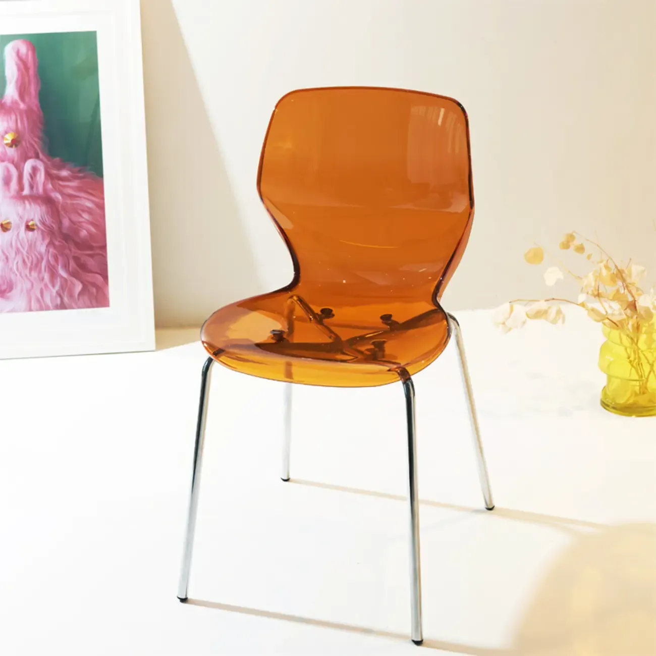 Modern Wingback Plastic Acrylic Dining Chair