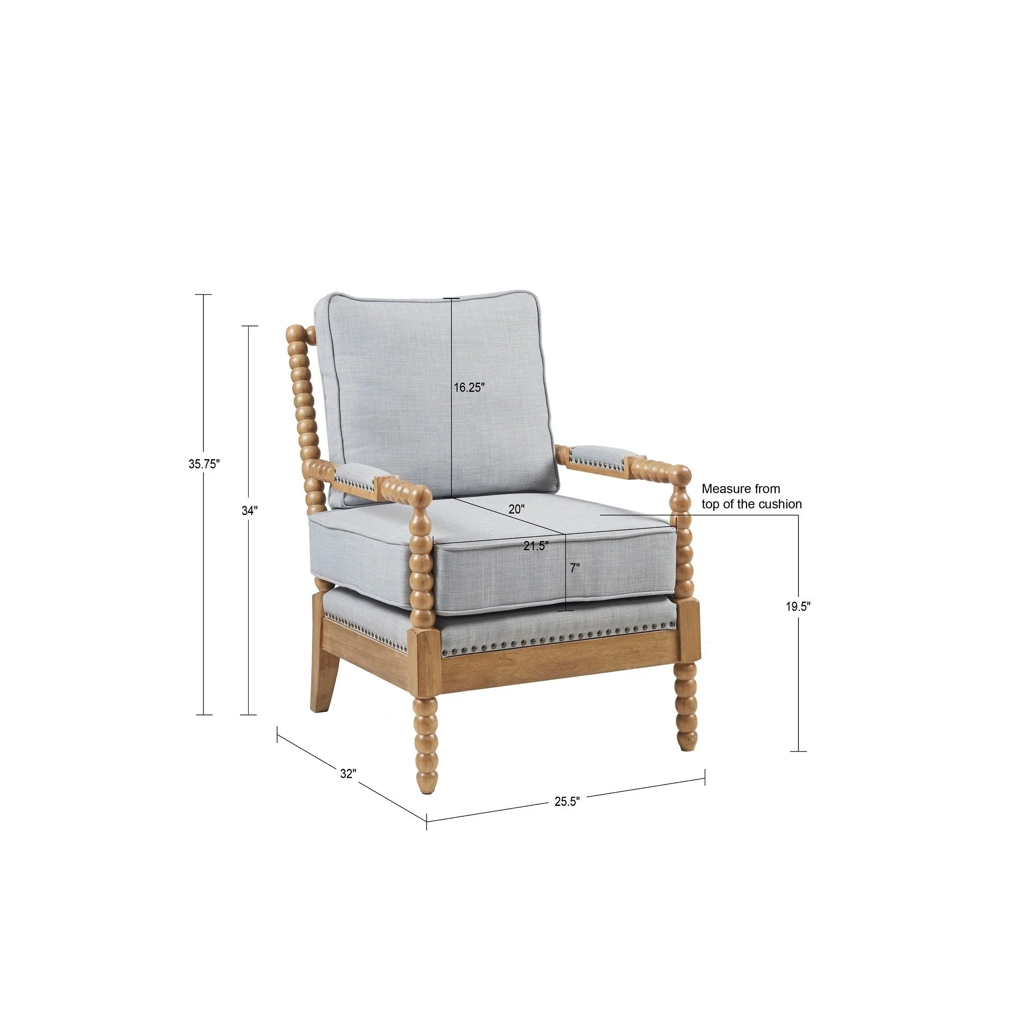 Madison Park Donohue Turned Wood Frame Armchair