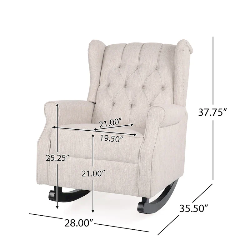 Dobles Fabric Tufted Wingback Rocking Chair by Christopher Knight Home