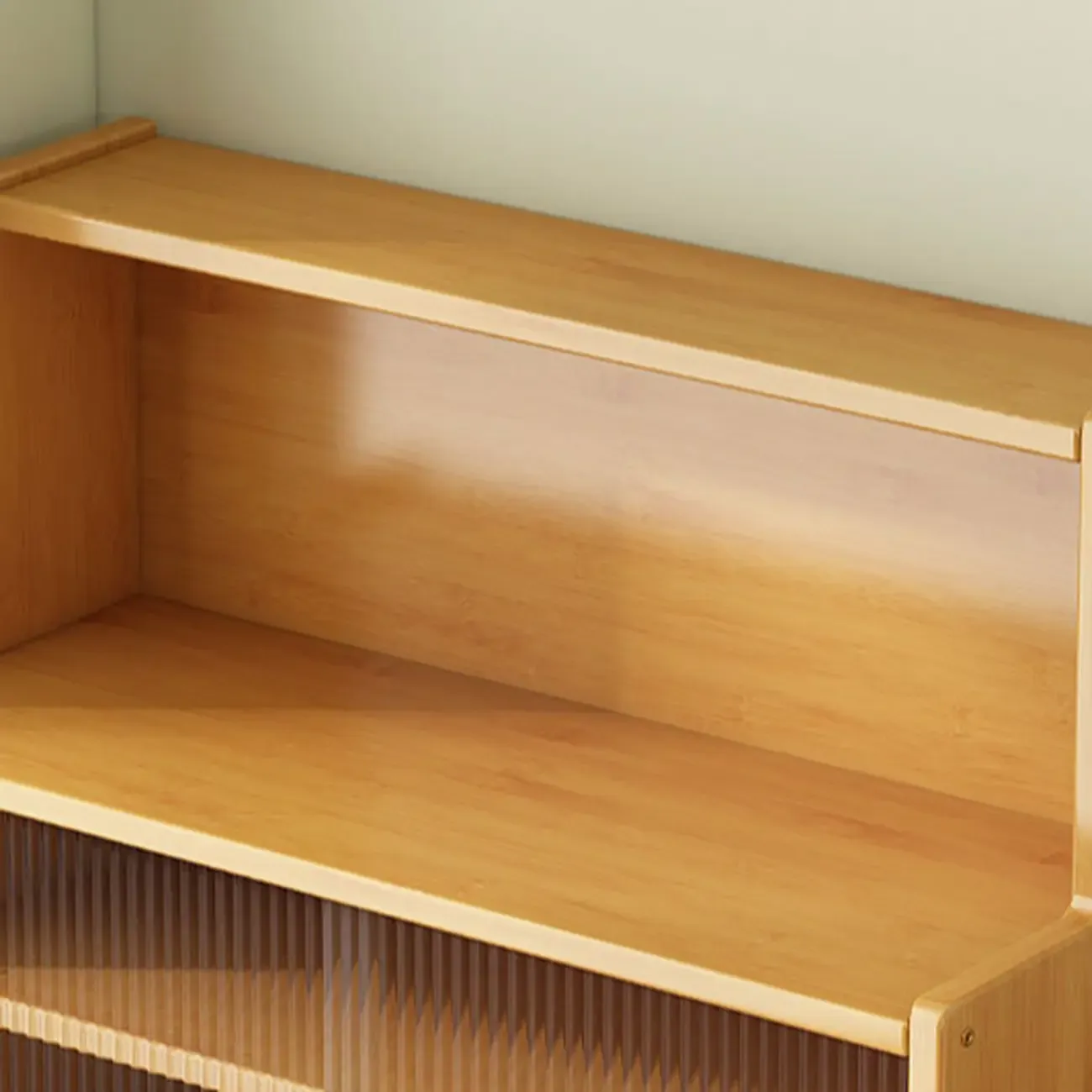 Modern Bamboo Narrow Buffet with Wood Countertop