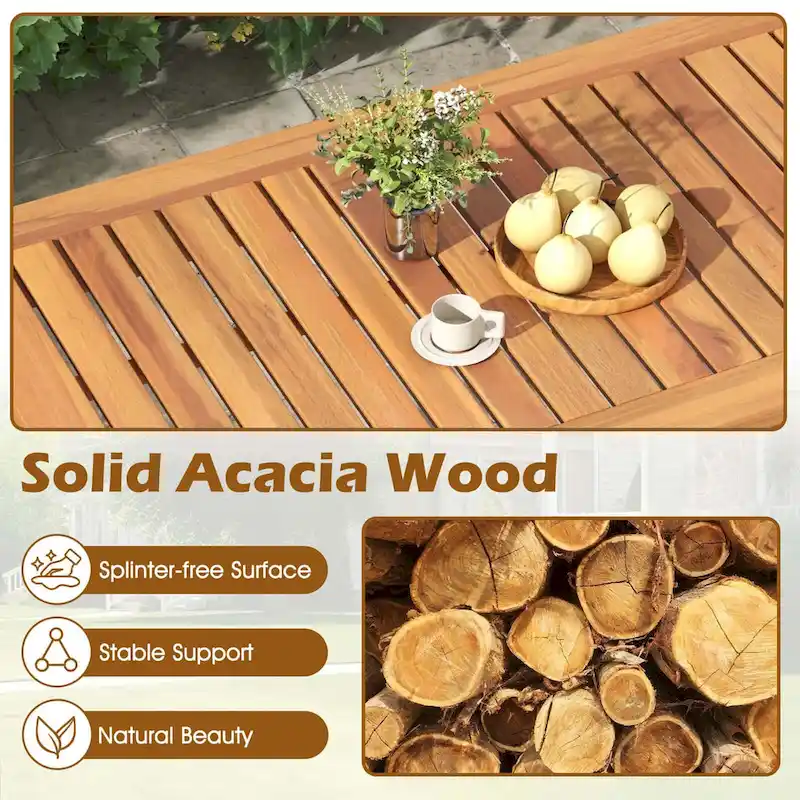Costway 4 PCS Acacia Wood Patio Furniture Set with Soft Cushions and - See Details