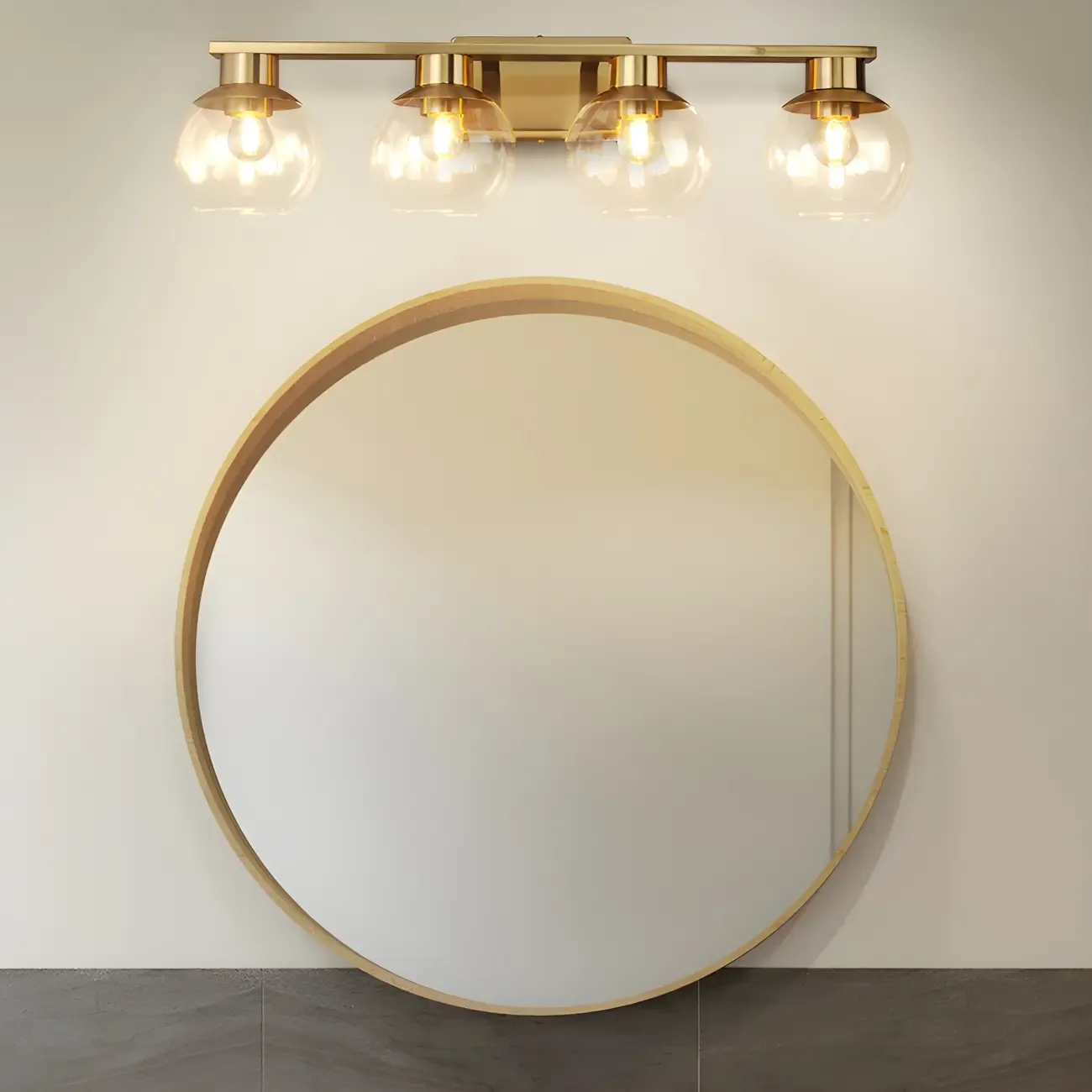 Modern Gold Clear Glass Dome Bathroom Vanity Light