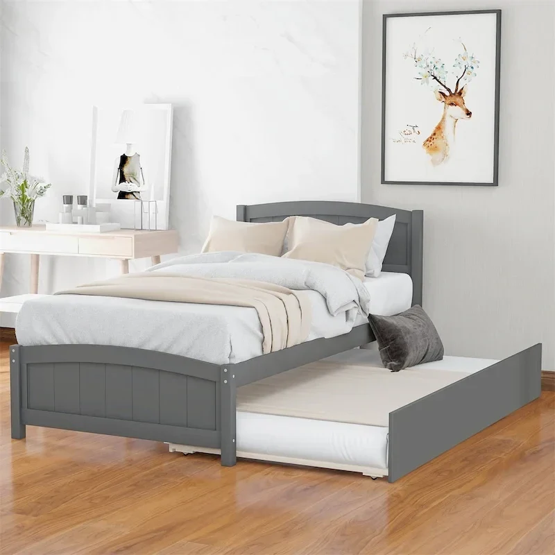 Merax Twin Size Platform Bed with Trundle