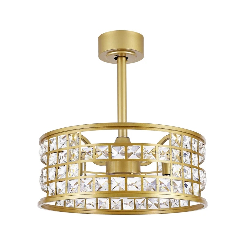 GetLedel 18-in Crystal Chandelier Ceiling Fan with Remote and Light - 18