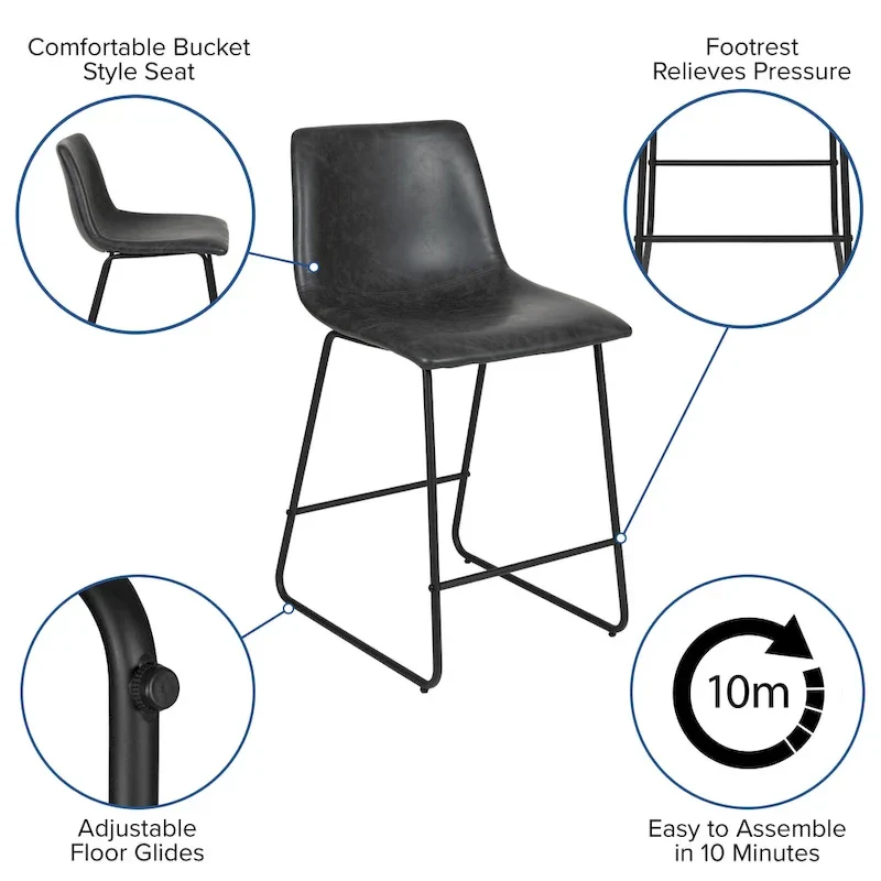 Upholstered Counter Height Modern Dining Stools (Set of 2)