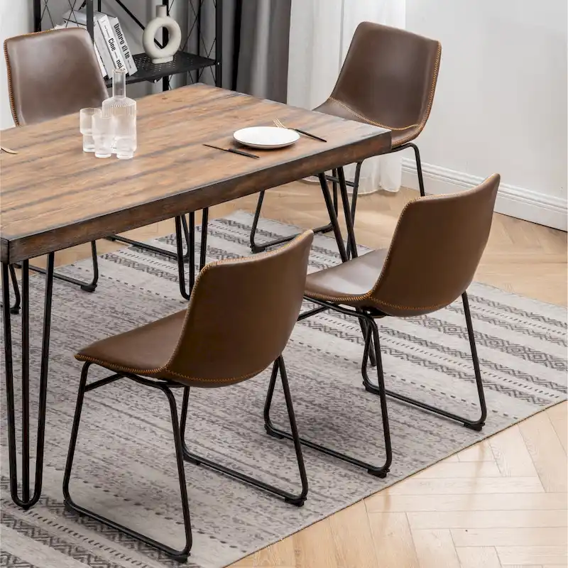 Roundhill Furniture Aryven Industrial 7-Piece Dining Set