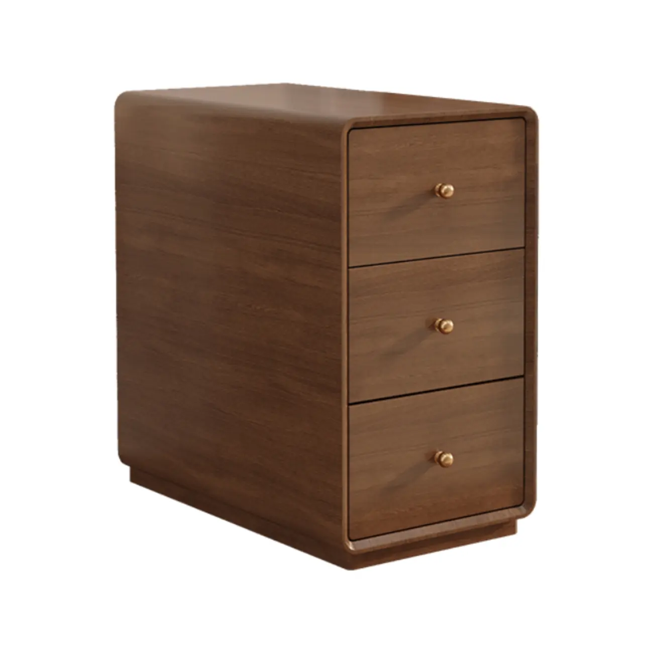 Narrow Rectangle Walnut Wood Side Table with Drawers