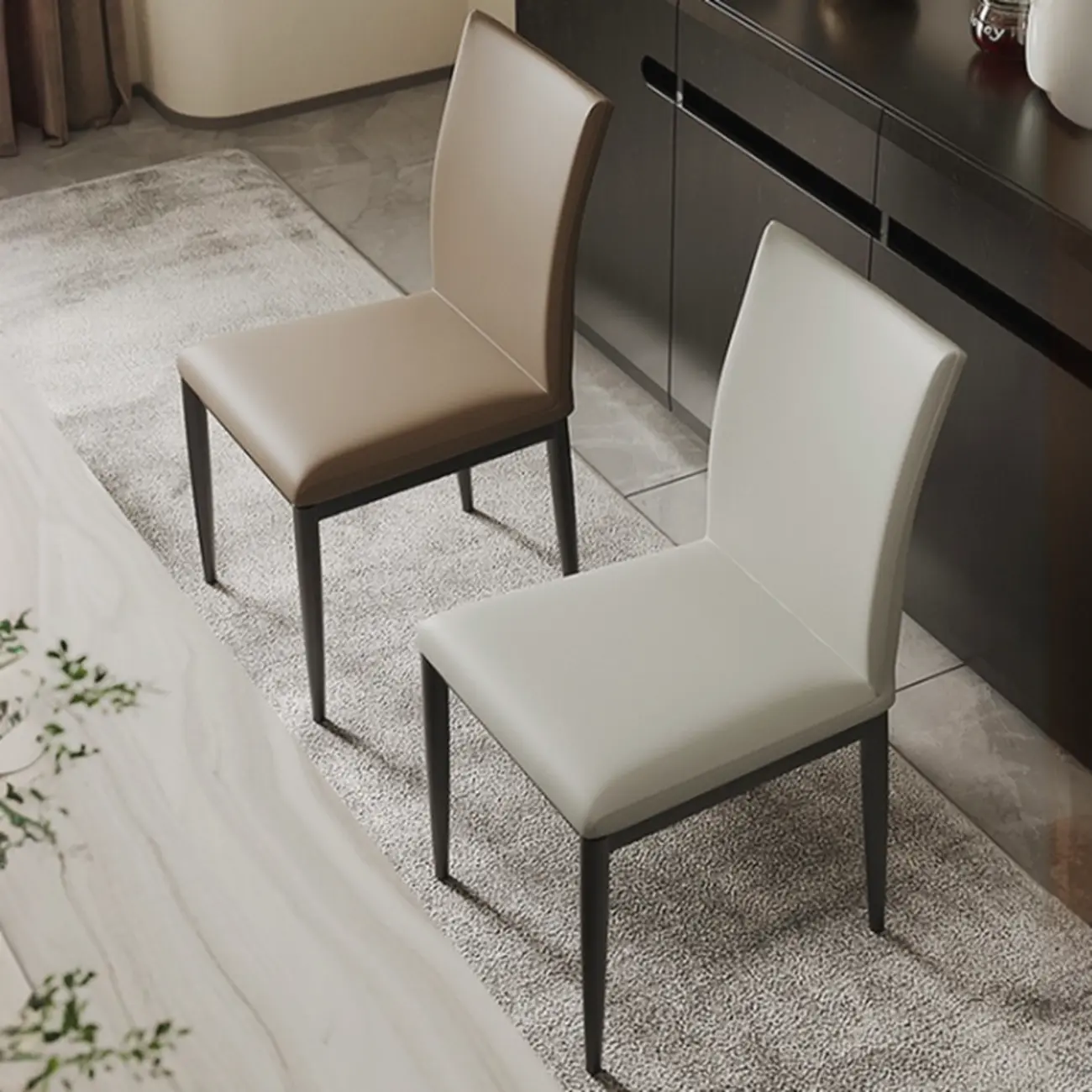 Modern Faux Leather Upholstered Solid Back Dining Chair