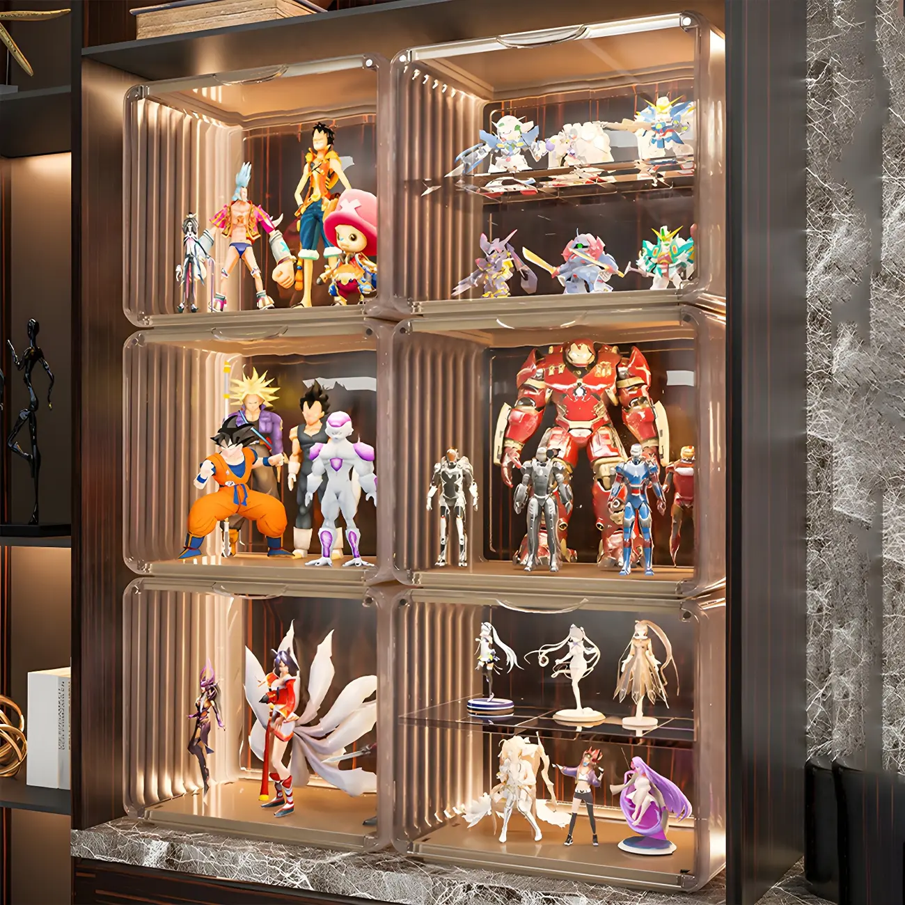 Stylish Stackable Green Clear Acrylic Display Cabinet