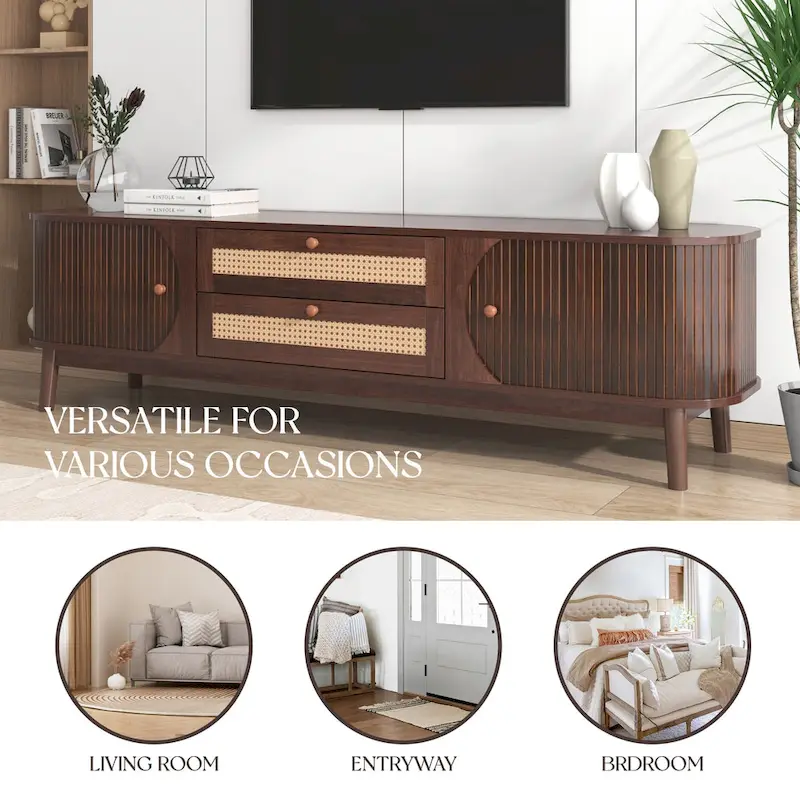 Modern Farmhouse Rattan TV Stand