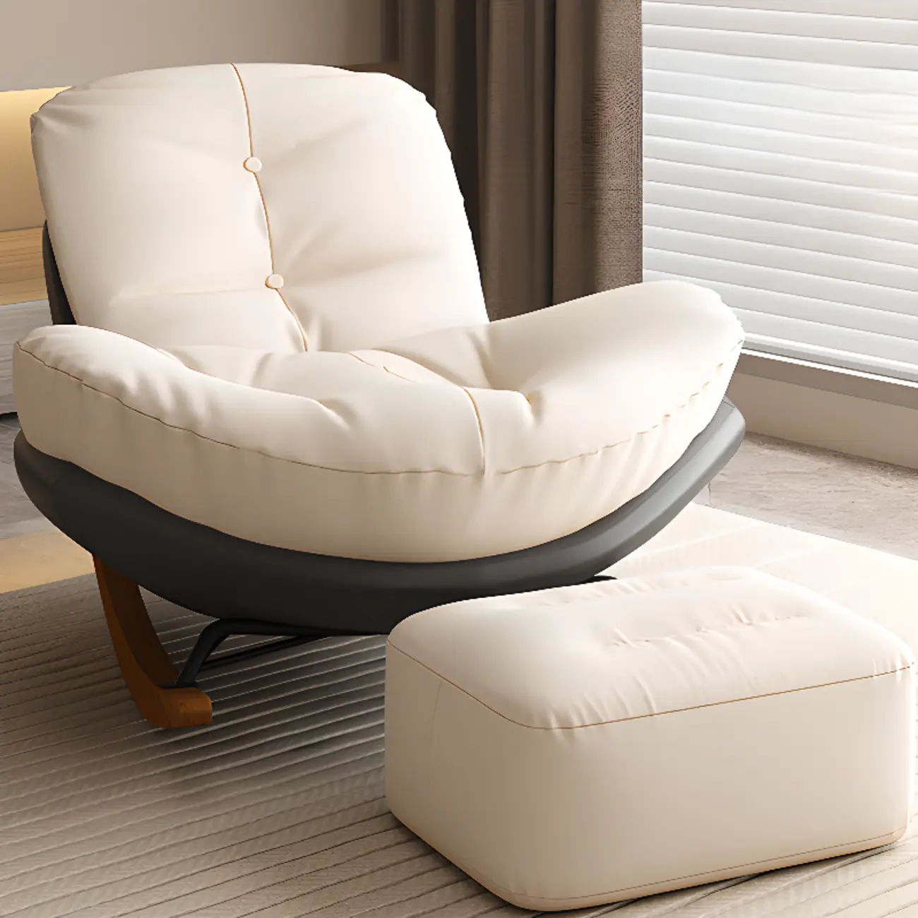 Scandinavian Upholstered Rocking Chair with Optional Ottoman