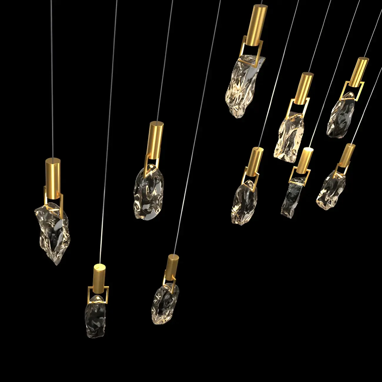 Modern Adjustable Crystal Linear Pendant Light