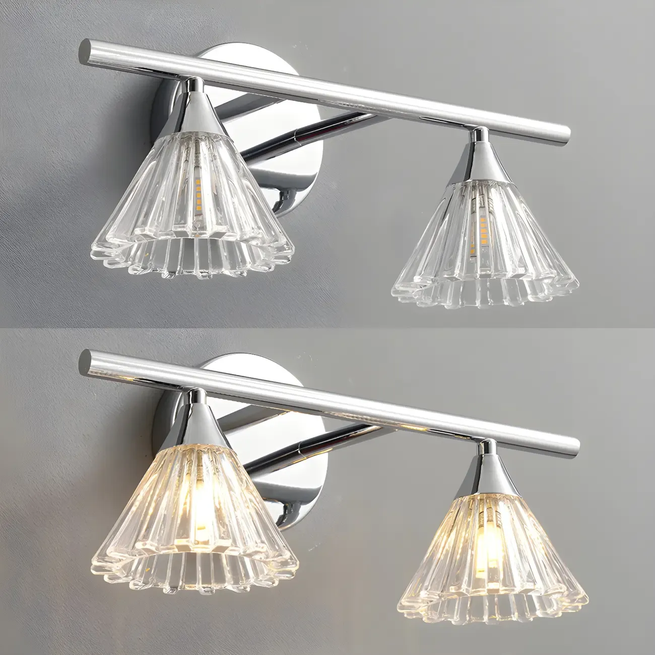 Modern Bell Glass Silver Bathroom Vanity Light