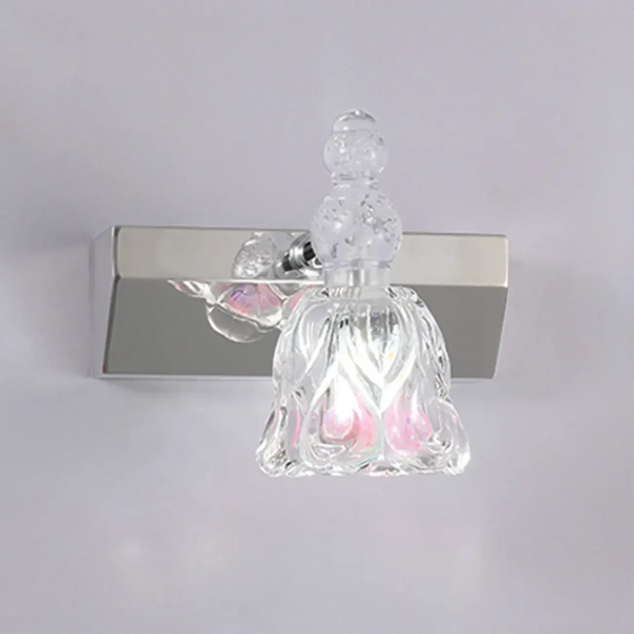 Traditional Horizontal Glass Floral Vanity Light for Bathroom