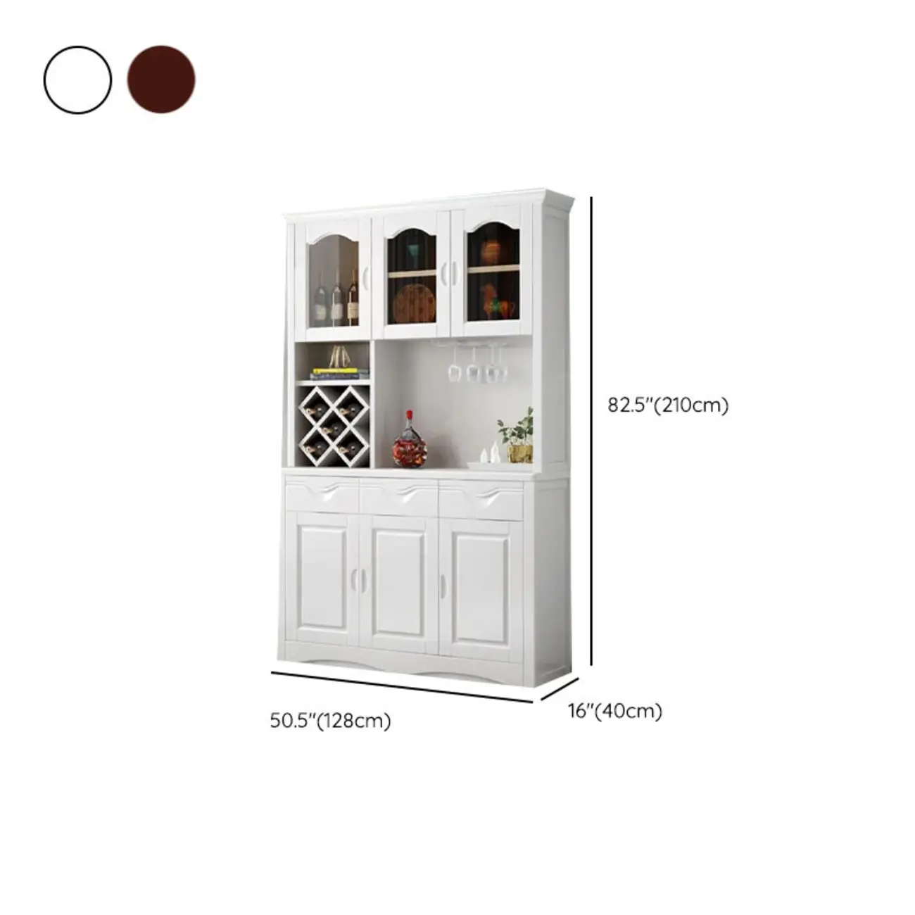 Kitchen Wooden White Cabinet Sideboard Built-in Wine Rack
