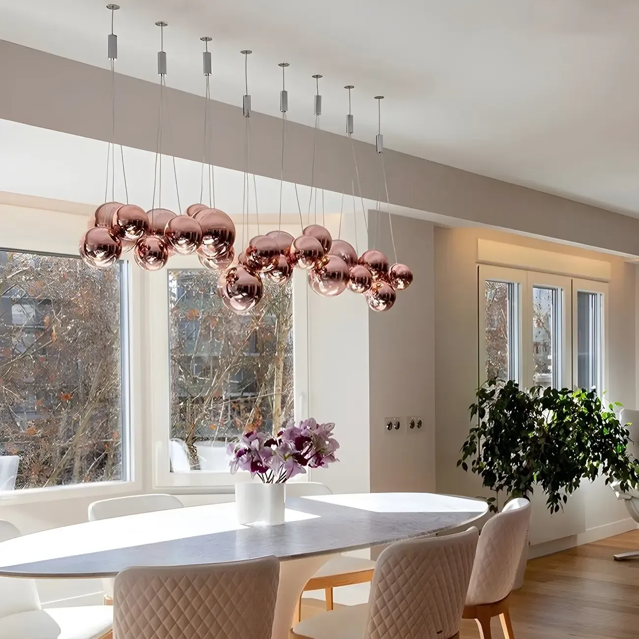 3-Light Mini LED Glass Ball Chandelier with Modern Design