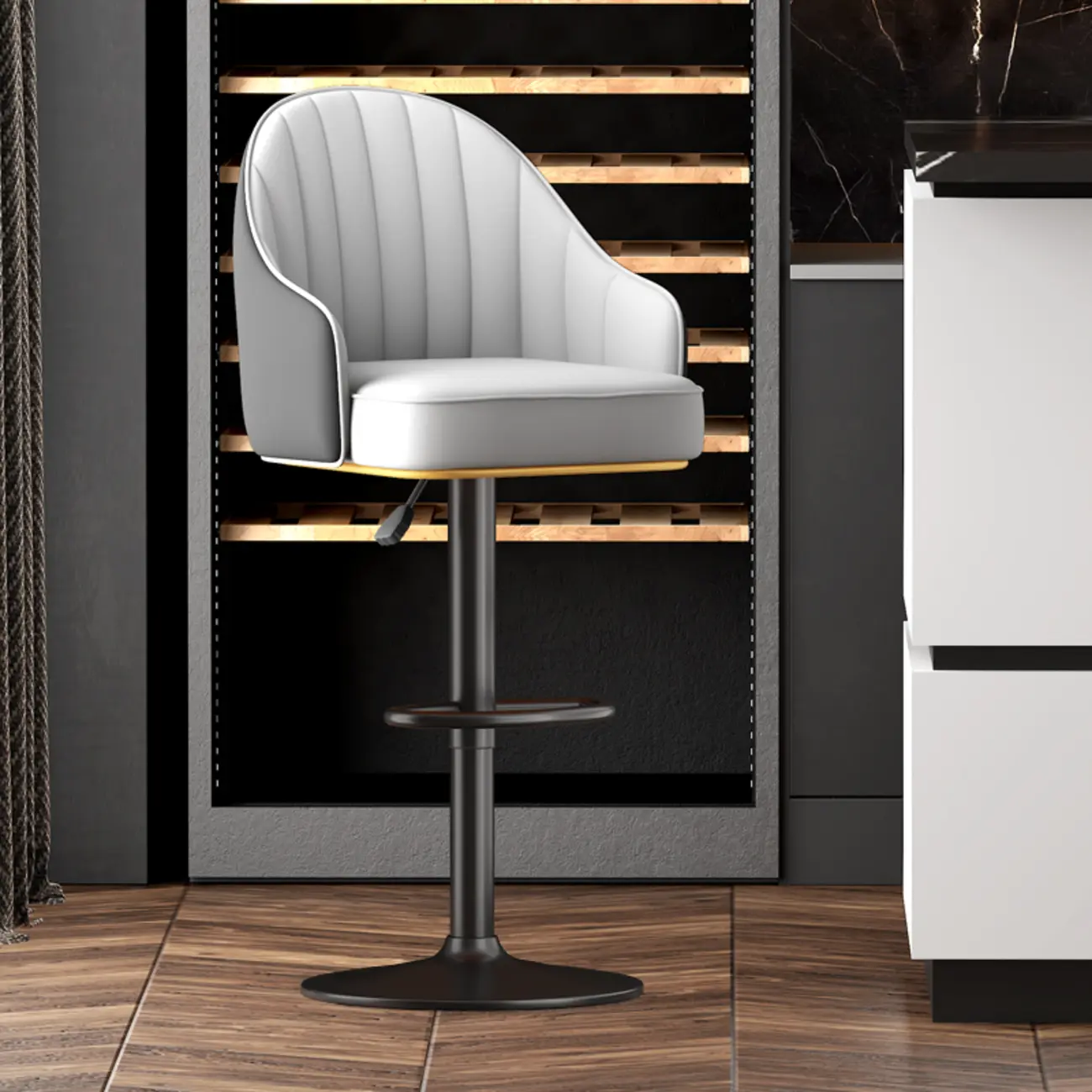 Modern Leather Swivel Adjustable Height Bar Stools