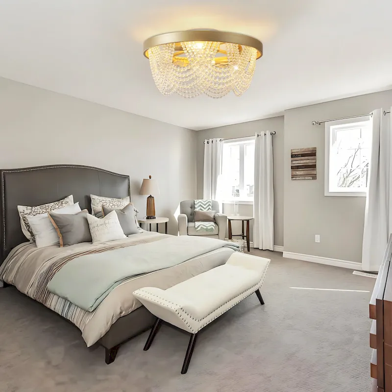 20  Boho Crystal Ceiling Fans with Lights Flush Mount