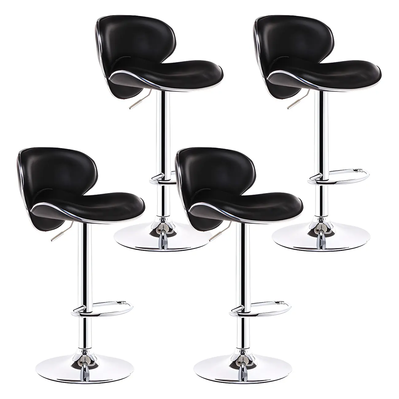 360° Swivel Faux Leather Bar Stools Adjustable Height Bucket Seat