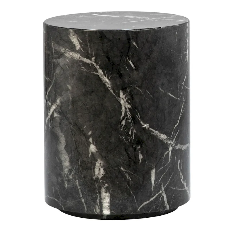 Sully Round Pedestal Side Table, Black and White