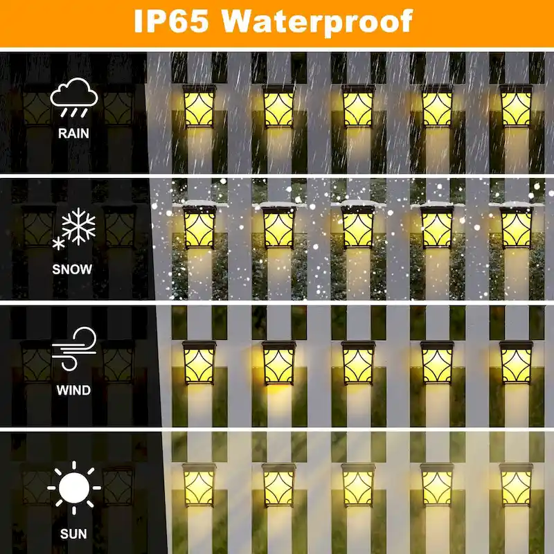 2 Modes LED Solar Fence Lights Waterproof,8 Pack