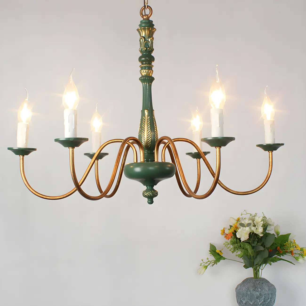 Traditional Adjustable 6-light Empire Wood Candelabra Chandelier