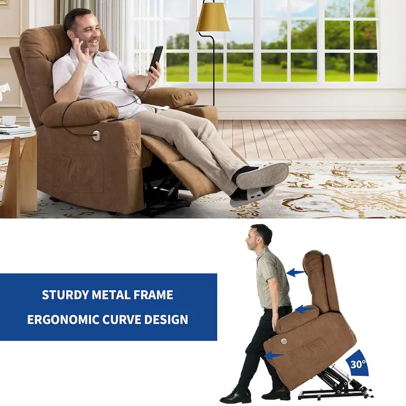 Moasis Flannel Massage and Heating Recliner Sofa Chair