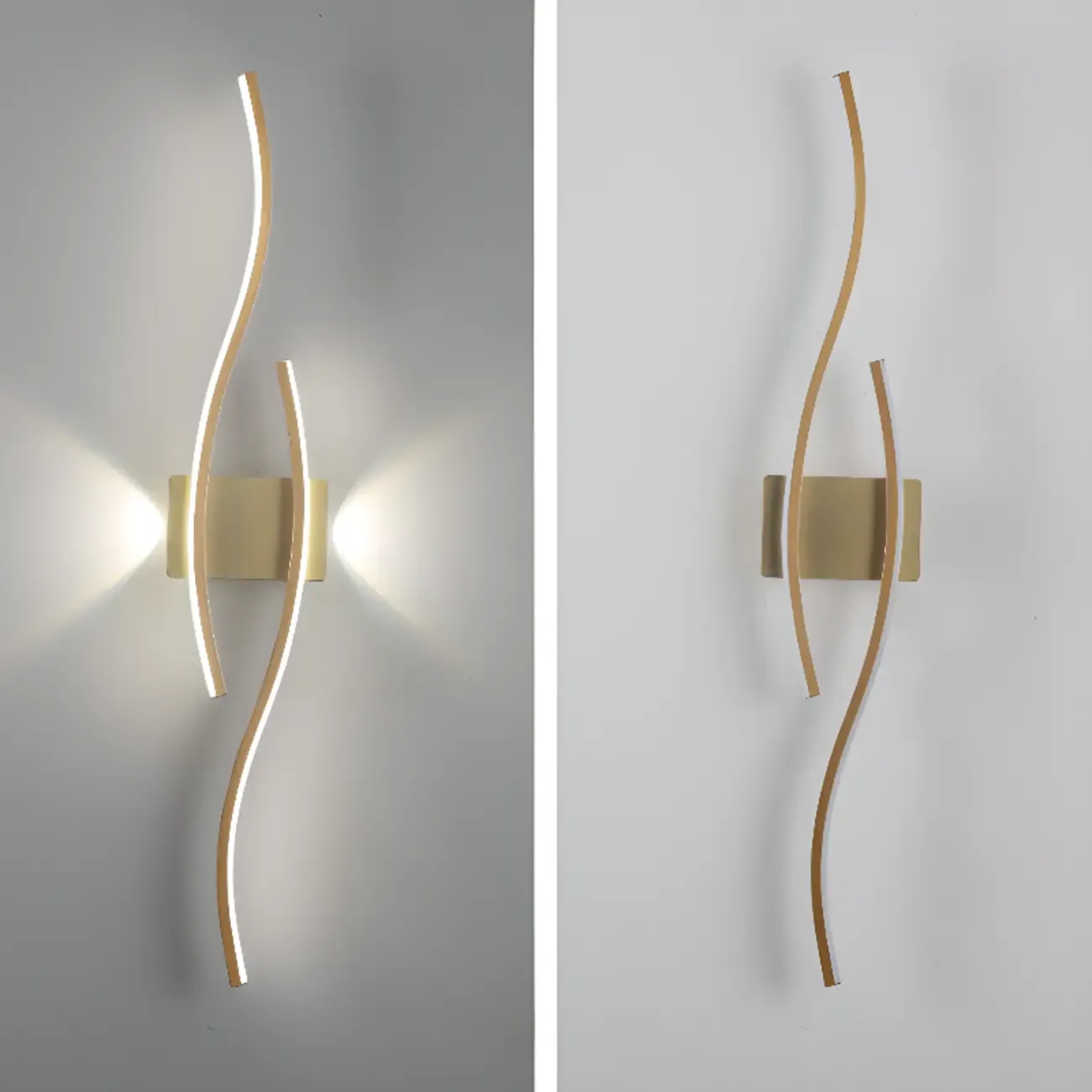 Modern Metal Dual Wave Linear LED Wall Sconce Dimmable